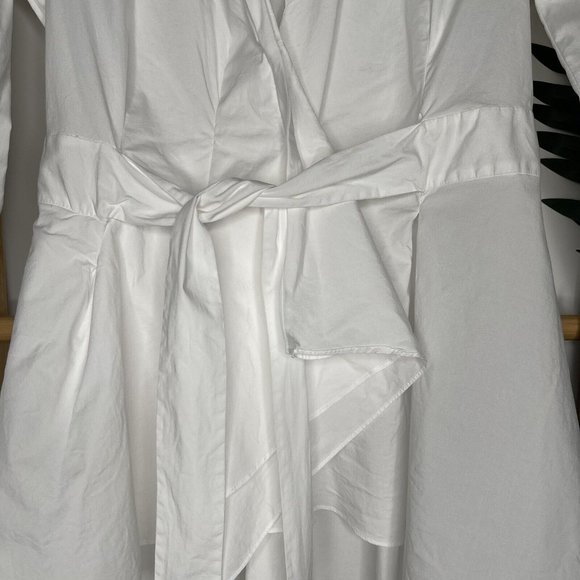 SOLD Zara White Asymmetric Tunic Top Size XS Wrap Tie Draped 3/4 Sleeve Cotton - Picture 6 of 12